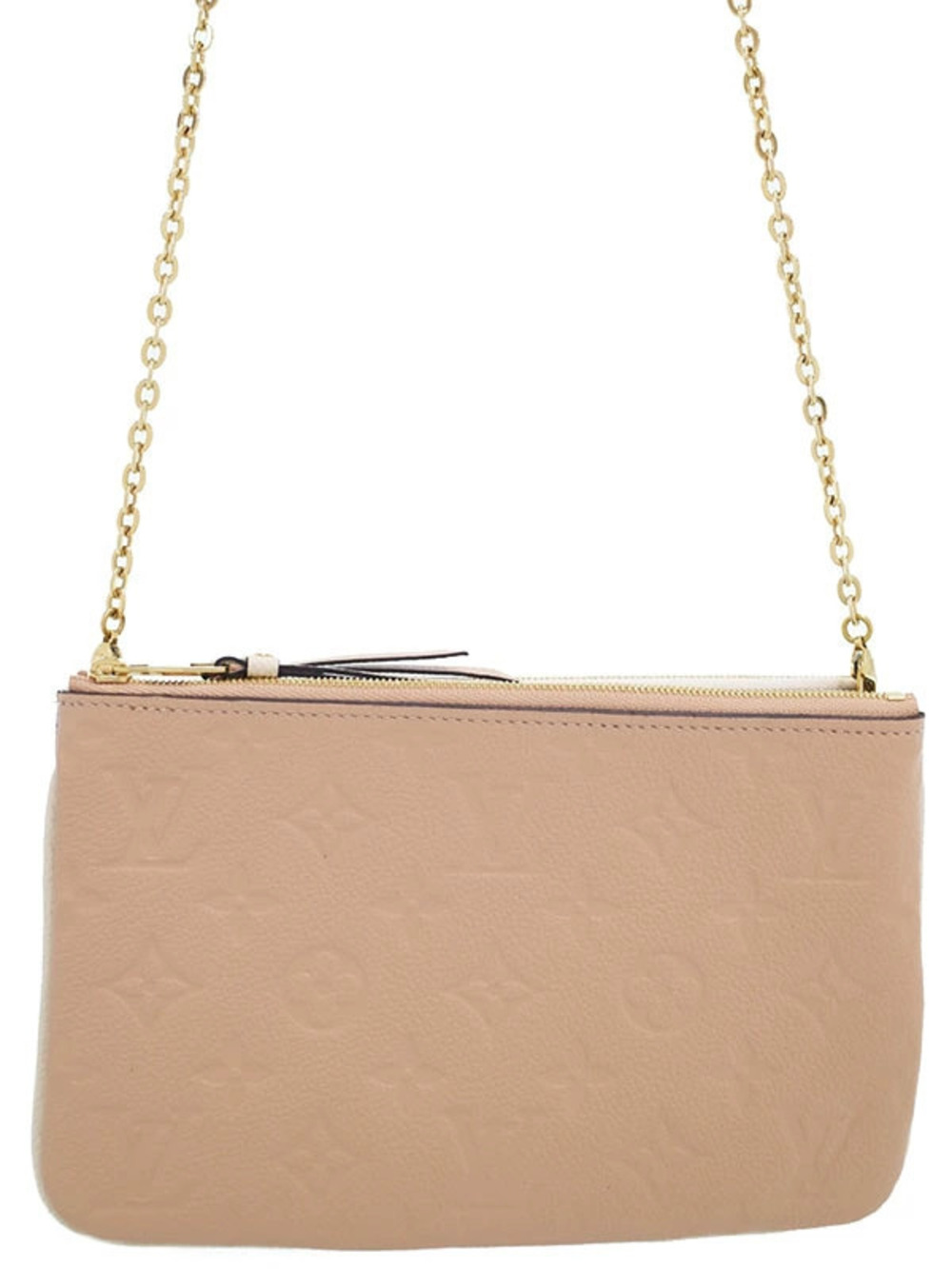Louis Vuitton Monogram Empreinte Pochette Double Shoulder Bag Leather Beige Tan